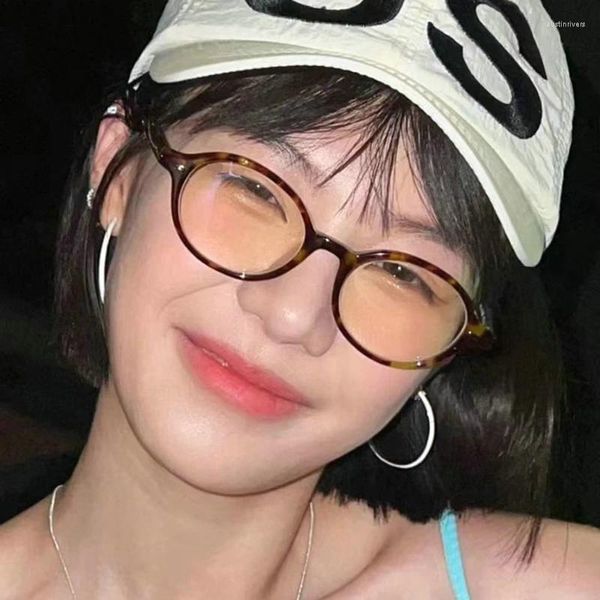 Sonnenbrille Korean Mode Oval Frame Anti Blue Light Brille Frauen Schöne Ins kein Make -up einfach niedliche dekorative Computer Brille Eyewear