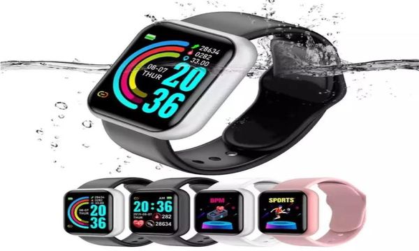 Y68 relógios inteligentes TLSR8232 CHIP IP67 Smartwatch 144 polegadas Tela de toque Smartphone Smart Watch D20S4681332