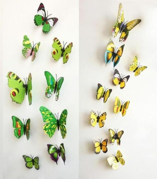 1200 PCSLOT PVC 3D Butterfly Wall Sticks Sticks Decals Плакат домашнего декора для детских номеров с адгезивными до стен