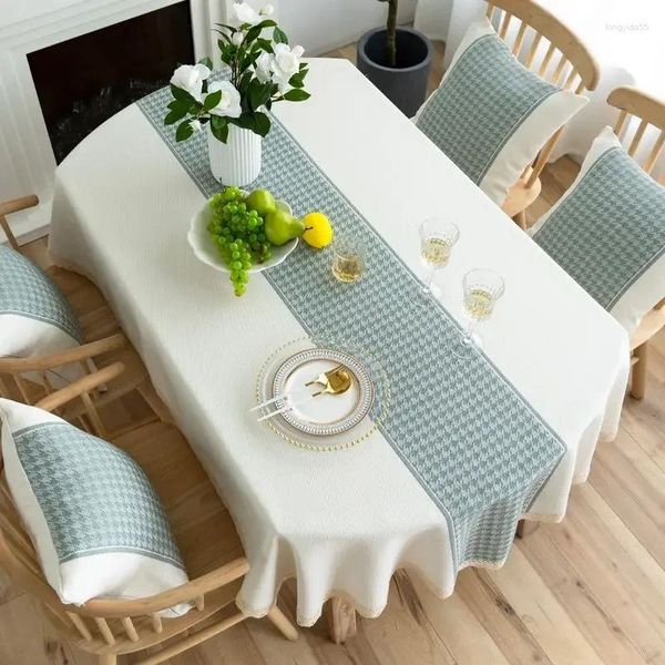 Toalha de mesa toalha de mesa Oval 200cm Floral Jacquard Linen Farmhouse com capa rústica decorativa em casa Ellipse