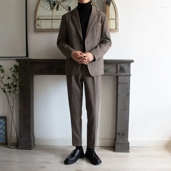 Herren Traursanzuiten Herbst Winter verdickter warmer Wollanzug Korean Fashion Casual Blazer Jacke Männliche High Street Short Business Mantel