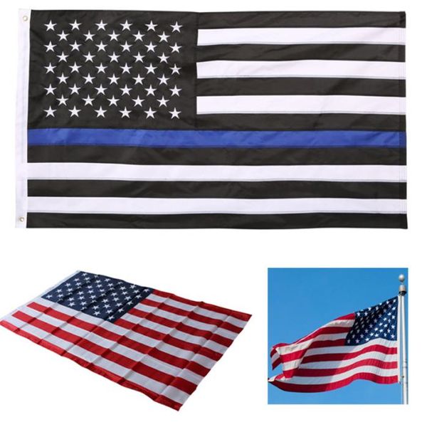 90150 cm American Flag Blue Line Stripe Police Flaggen Red Striped USA Flag mit Star Banner Flags WX92198447183