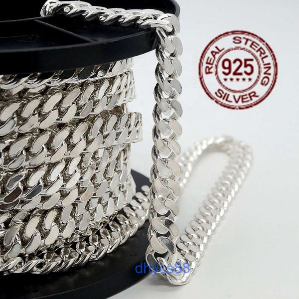 Colher de correntes de homens S925 Silver 10mm Chain cubano em roll Plata 925 Sterling