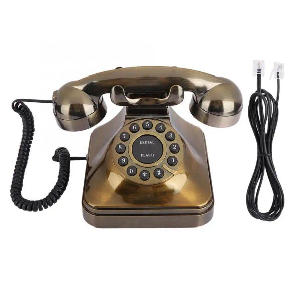 Accessori WX3011# Antique Telefono in bronzo Vintage Retro fisso telefono fisso Desktop fisso Telefono di home office Hotel Old Style Telephone