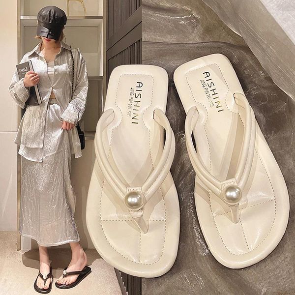 Slipper Summer Outwear Mode 2024 Fairy Style Anti Slip Flat Bottom Sandwich Beach Fischgramm