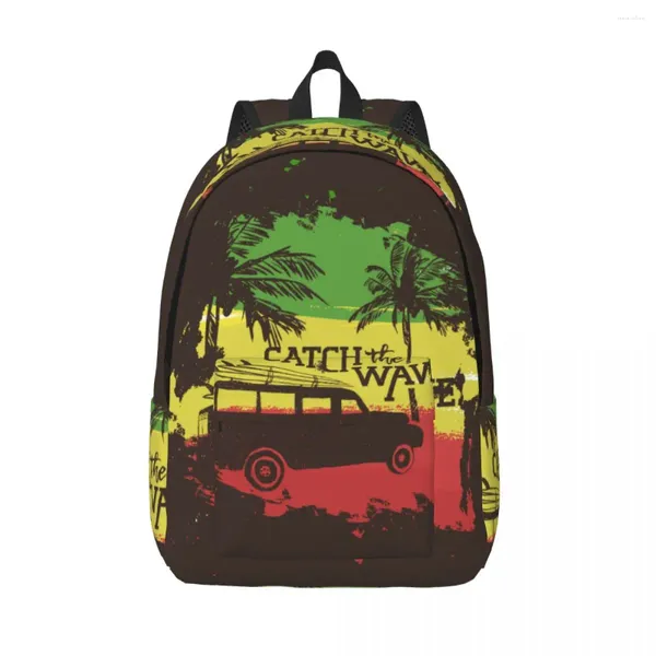 Backpack Laptop Carros exclusivos de carro e surf em Tropical Beach Coast School School Student Garoto Menina Viagem