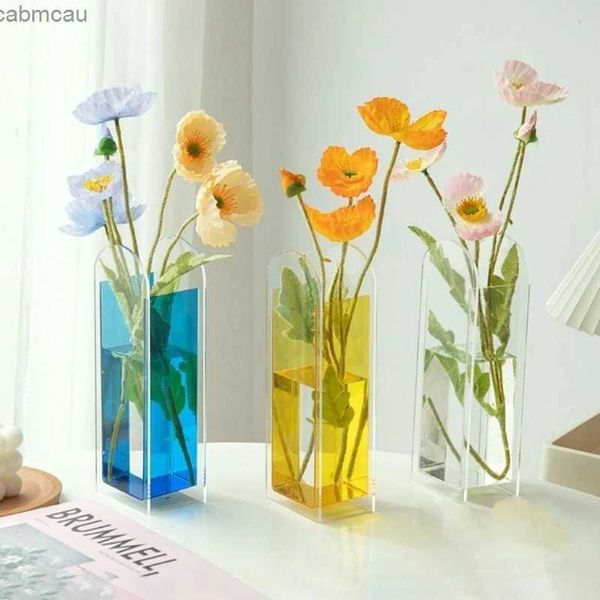 Vasos vaso de estilo nórdico vasos arco -íris acrílico vasos de flores paneador de contêiner floral mobiliário decoração de sala de estar em casa
