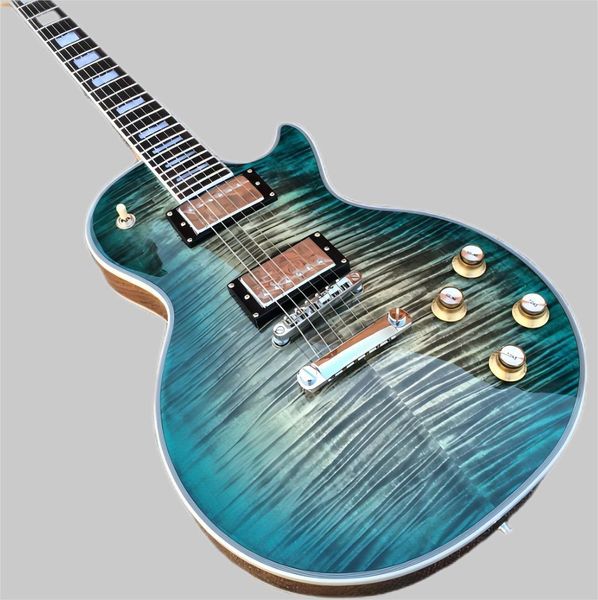 Klassische hellblaue Flamme Top Custom E -Gitarre mit Rosenholz -Fingerplatte