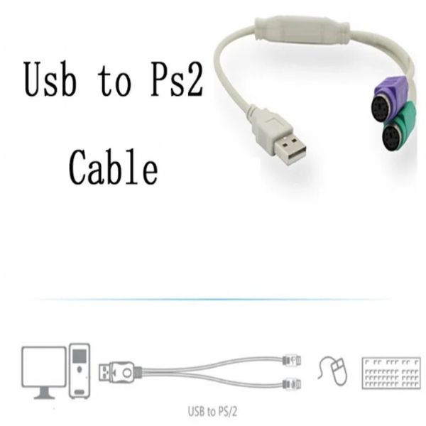 USB - PS2 Dönüştürücü için yeni 1pc USB Erkek - PS/2 PS2 dişi Dönüştürücü Kablo Kablosu Dönüştürücü Klavye Klavyesi