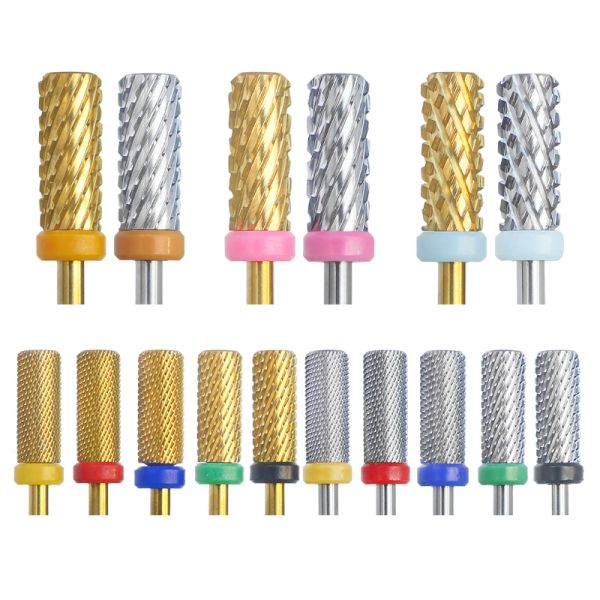 BITS 5,35 mm a barna piccola a barilo in oro in carburo di perforazione per unghie in carbone pezzi sinistra a destra invertita macinazione fresatura a testa di fresatura sander utensili fai -da -te