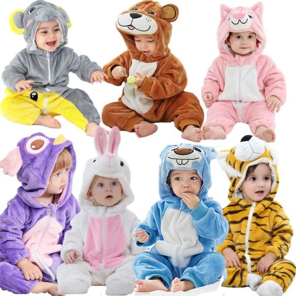 Tek parça bebek romper kış kigurumi dikiş kostümü kızlar için çocuk yürümeye başlayan hayvan tulum bebek kıyafetleri pijama çocuk tulum ropa bebes