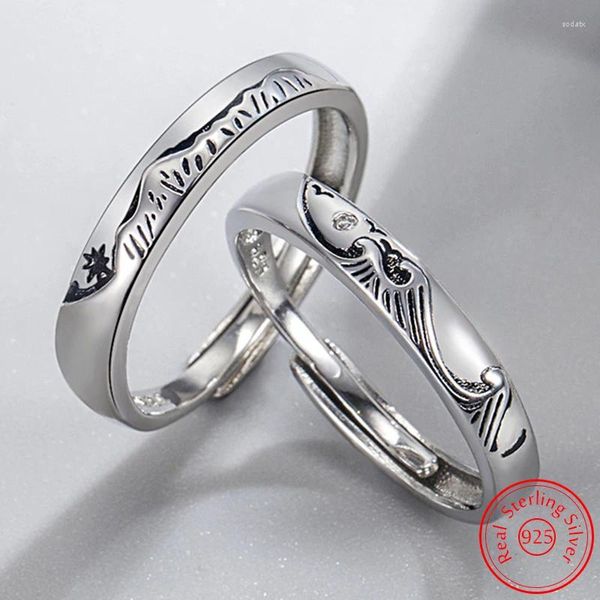 Clusterringe 925 Sterling Silber Frau hochwertiger Mode -Schmuckgebirge und Meere Paar Ring für Männer xy0334