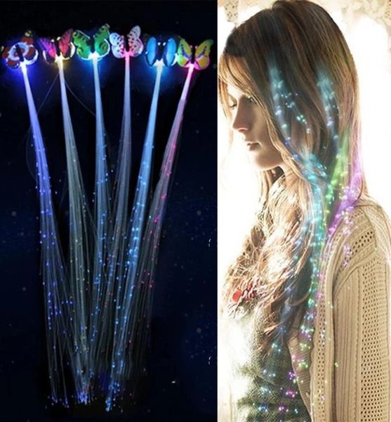 Luce per capelli a led flash che emettono in fibra ottica treccia treccia farfalla capelli luminosi parrucca ktv feste da ballo fornisce l'accessorio per capelli h5378843