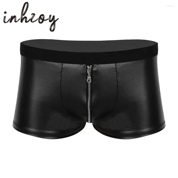 Underpants Men's Wet Look Black Faux Leathere Gayebear Yearsper Doupper Crotch Penis Buck Suct Sucts Sexy Blingie