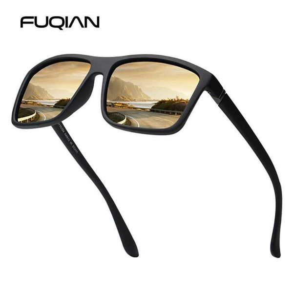Солнцезащитные очки Классические черные квадратные поляризованные солнцезащитные очки мужчины модные зеркало синие солнце