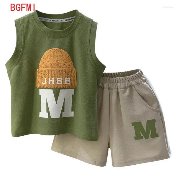 Set di abbigliamento coreano per bambini top e basso set di abiti estivi lettera per bambini outdoor boys shorts due pezzi 2-11y