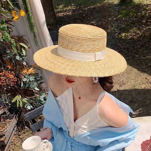 Cappelli larghi cappelli da secchio cappelli estivi da donna naturale a fessura di grano duri vetolatrice Fedora cappello piatto da donna Beach Brim C RAFIA HACK SUN WOMENS Jazz Panama J240425