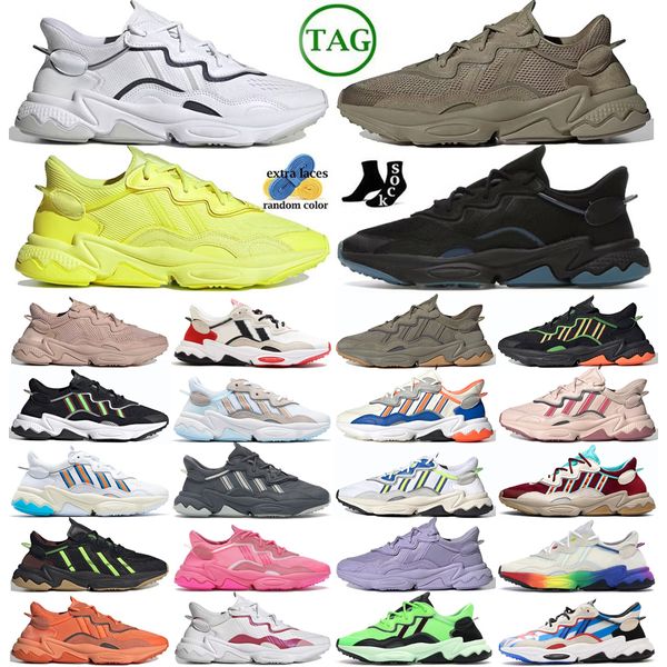 Ozweego Treinadores Branco cinza One Cargo Florno Core Black Mesh Carbono Trace Pálida Cinza Cinza Pérola Pérola Bliss Knit Maravilha de alumínio