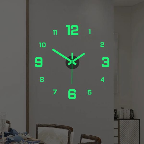 Uhren Luminöse digitale Uhr Europäischer Stil DIY Stille Wanduhren studieren Wohnzimmer Punch -Free Wall Stickuhr