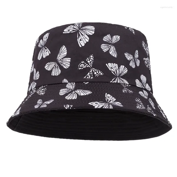 Berets Butterfly Eimer Hut für Frauen Bob Panama Cap Girls Mode Sommer Hawaii Beach Freizeitfischer Hüte Outdoor -Angelkappen