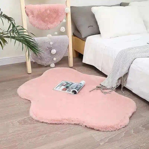 Tappeti tappeti rosa peluche per camera da letto tappeto di pelliccia bianca area pelosa soggiorno decorazioni per bambini decoro irregolare pavimento