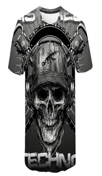 Maglietta cranio maschi maglietta magazzino punk rock gun gun t -camicie da stampa 3d maglietta vintage abbigliamento estate