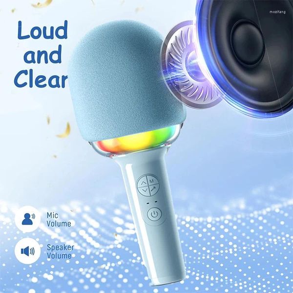 Microfoni Wireless Bluetooth 5.2 Microfono altoparlante 52 mm DSP Rumore Assicamento AR Supporto a chip incorporato TF 1200MAH RGB Karaoke