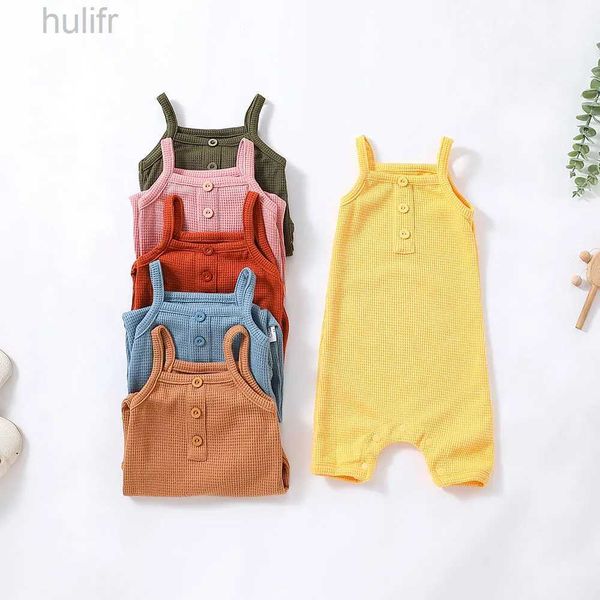 Rompers Summer Baby Kids Rompers Sleeveless Cotton Onepiece Clothes for Nebworn Children Boys and Girls Stuitsuits D240425