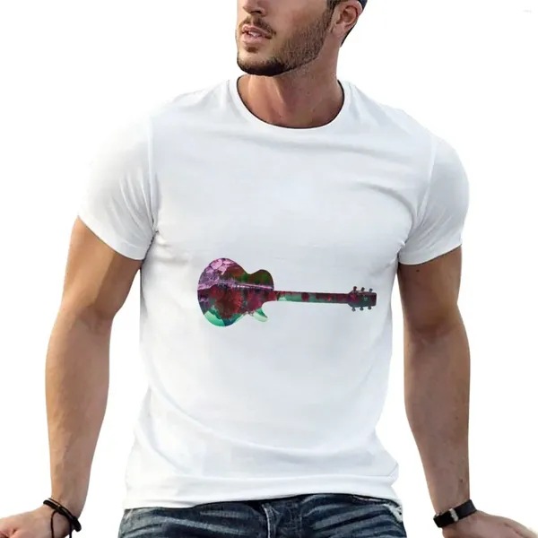 Erkek Polos Doğa Gitar T-Shirt Anime Giysileri Kore Moda Erkekler