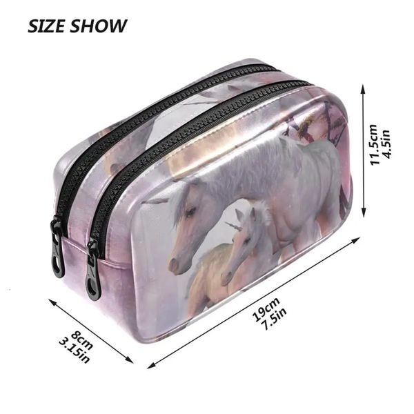 Moda Women Cosmetic Bag Unicorn Print Professional Travel Make Up Box Cosmetics Bolsa Bolsa de beleza Caso de beleza para maquiador 240419