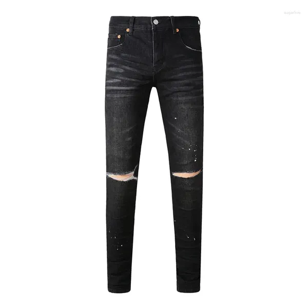 Мужская джинсовая уличная одежда Men Men Men Retro Black Grey Estact Shinny Fit Hole Raked Brand Designer Hip Hop Denim Pants.