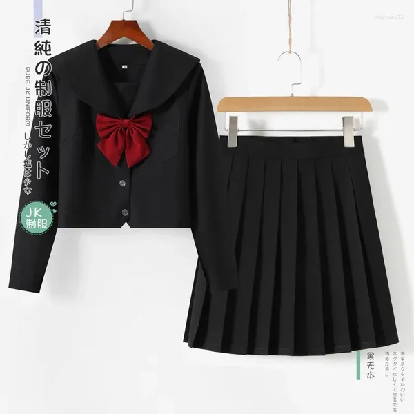 Giyim setleri siyah ortodoks kolej tarzı jk üniforma Japon Koreli öğrenci okul kız anime cosplay denizci takım elbise sınıfı üst etekler