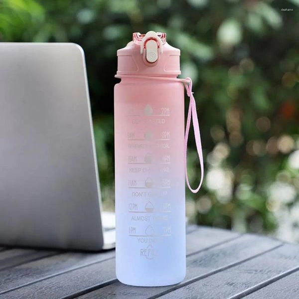 Wasserflaschen Drink Cup mit inspirierenden Zitaten 32 Unzen Flaschenzeitmarker BPA-freier Lecknachweis für Fitness