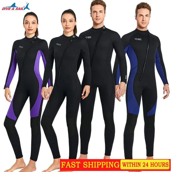 m muta in neoprene da uomo ONEPIECE SUD surf al surf calda abita da donna manica lunga snorkeling inverno da bagno da pesca sottomarino 240411