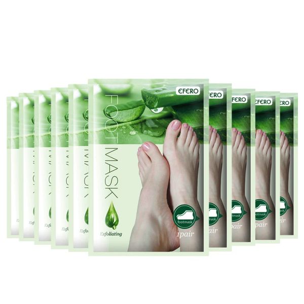 Cuidado Aloe vera esfoliante máscara de pé meias para meias de pedicure Remova a máscara de descascamento de saltos de pele morta para as pernas 10pcs