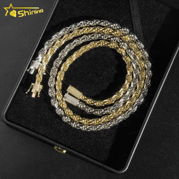 Gioielli raffinati di moda 6 mm hip hop sterling sier sterling di alta qualità oro personalizzato Catena di corda da uomo