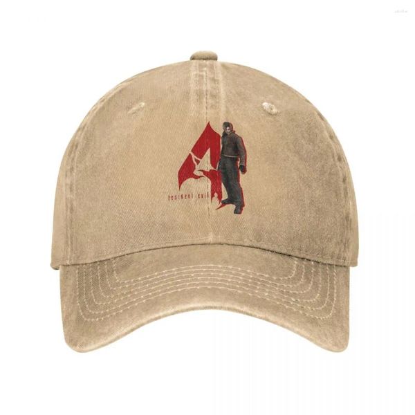 Ball Caps Baseball Leon re4 логотип Merch Unisex Casual обеспокоенный промытый житель Evil 4 Games Headwear Headwear