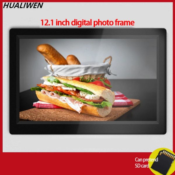 Quadros 12 polegadas HD Digital Photo Frame 1024x600 HD Ultrathin LED Foto Electronic Foto Álbum LCD Photo Frame