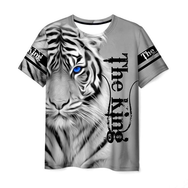 Tasarımcı Gömlekleri Sıradan Erkekler Giyim Kollu 3D Baskılı T-Shirt Tiger