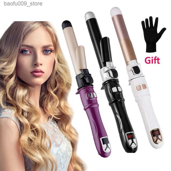 Ferros de curling 1,1/1,25 polegada Rotativa Haste Curling Curler Autora automática 30S Aquecimento instantâneo Penteado automático Penteado Iron q240425