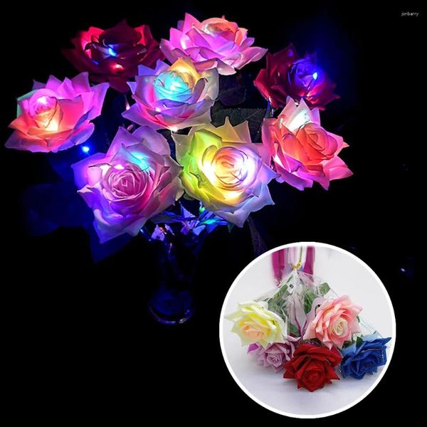 Fiori decorativi 2024 simulazione luminosa Eternità Rose San Valentino Regali di nozze di fiori romantici Bellissima creatività