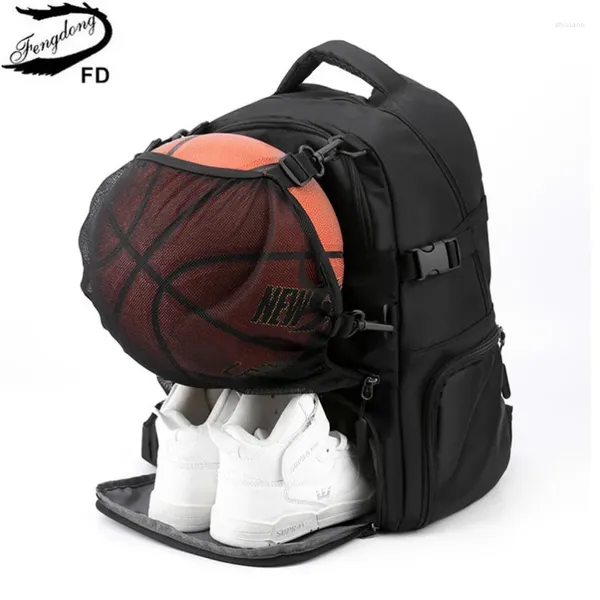 Backpack Fengdong Sports Basketball Borse Boys School Football con scompartimento di scarpe da calcio scarpe grandi