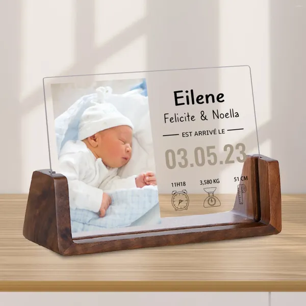 Cornici Annuncio di nascita personalizzato Frame Po con statistiche Nursery Decor -Custom Born Baby Picture Gift per i genitori