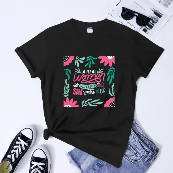 Camisetas femininas Uma mulher de verdade é o que diabos ela quer ser camisa boho fortalecida feminismo feminismo tshirts