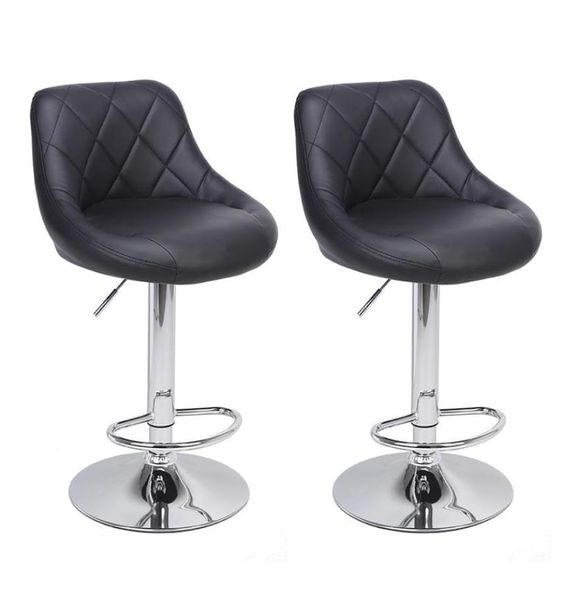 Waco Modern Bar Tabureleri Yüksek Araçlar Tip 2pcs Ayarlanabilir Sandalye Rhombus Backrest Tasarım Yemek Sayacı Pub Sandalyeleri Black286M2654990