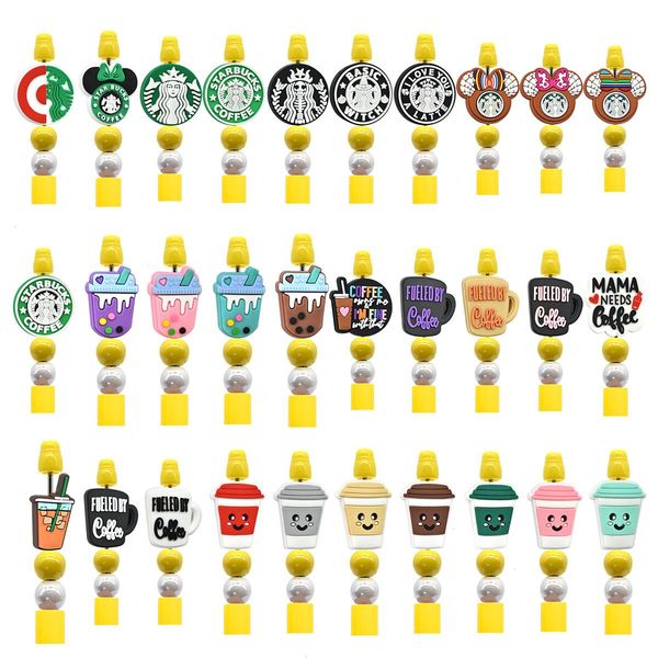 30 Colors Coffee Charms Только ПВХ чары пластиковые из бисера, декоративные для DIY Blank Count Beads Beadable Design Добавить белый проставщик с заполнением чернила Barkpoint