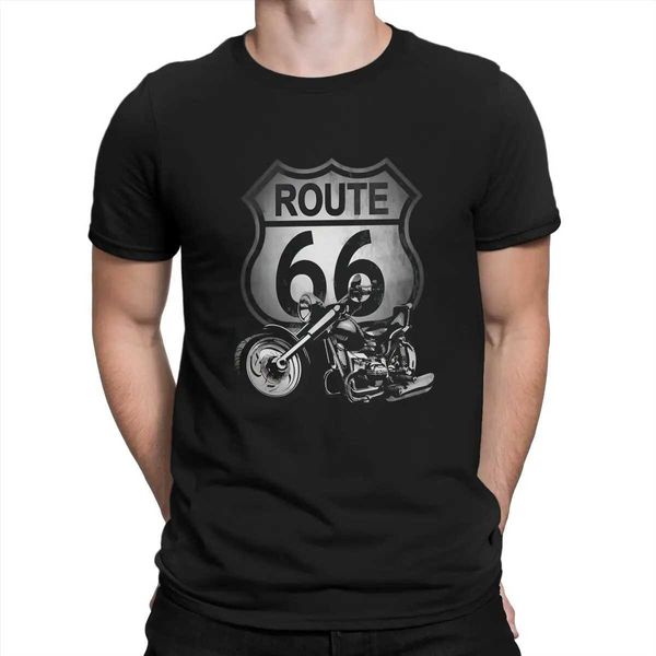 T-shirt maschile U S Route 66 Motorcycle Road Tshirt Graphic Men tops Vintage Alternative Summer Polyester Abbigliamento Harajuku Thirt T240425