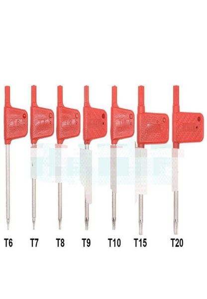 T6 T7 T8 T9 T10 T15 T20 TORX CHORTE CHIASO DI CHIAVI DI CANCELLO PICCOLA FLAG ROSSO DRIVERS7399990