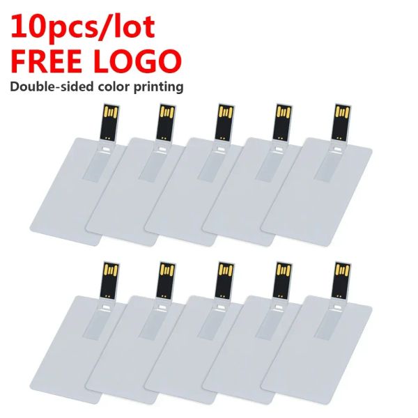 Laufwerke 10 PCs/Los kostenloses Logo 100% Kapazität 4 GB 8 GB 16 GB 32 GB Kreditkarte USB Flash Drive Customized Logo Top Quality Creative Pendrive