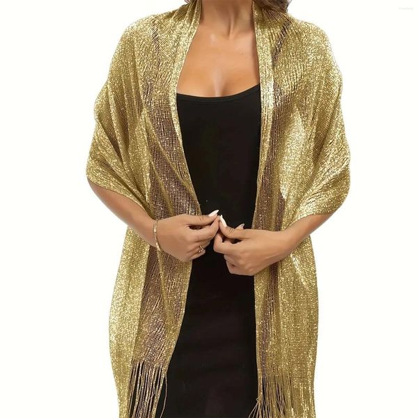 Этническая одежда 2024 Мода Яркие шелковые солнцезащитные крема Шаль Хиджаб Золотые серебряные блестящие шарфы для женщин кружево